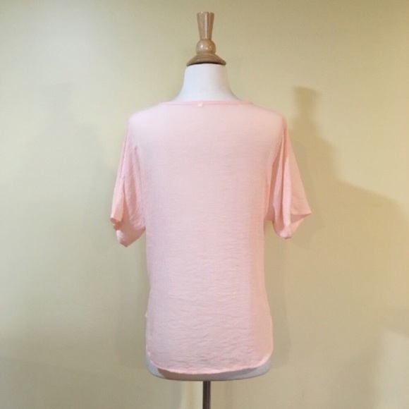 🍑 Tie Front High Low Gauzey Blouse Peach Blush - Picture 6 of 6